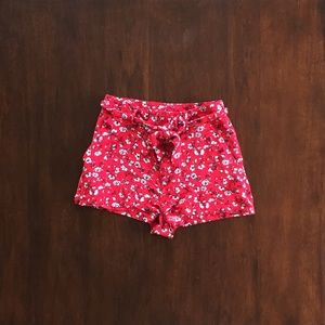 Red Floral Soft Shorts